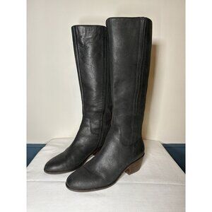 LUCKY BRAND Iscah Leather Knee-High Black Boots Riding Classic 2" Heel Size 9.5